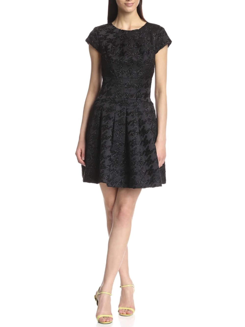 Ted Baker Caley Sparkle Jacquard Houndstooth Fit & Flare Dress Size 10